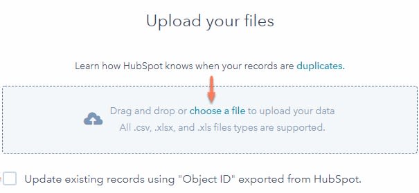 Selecting File in HubSpot Import